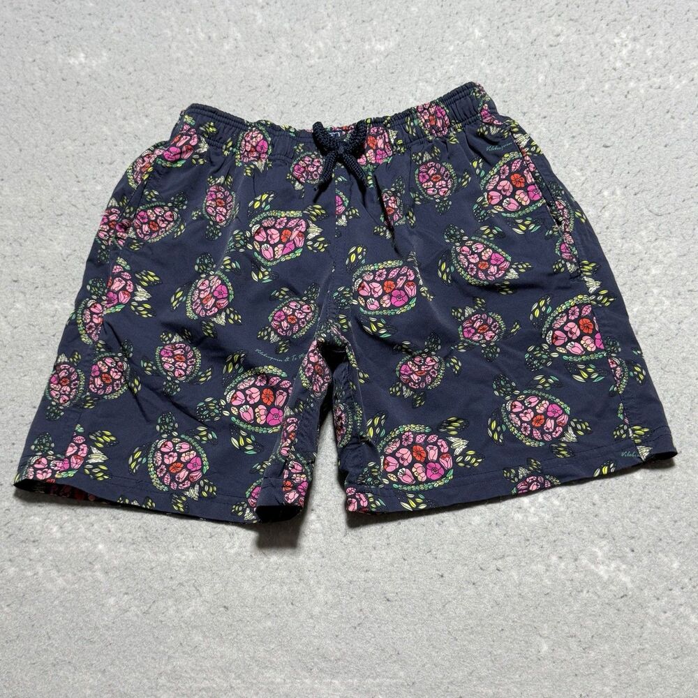 Vilebrequin Swim Trunks Kids Boys M Navy Blue Moorise Turtles Swim Shorts
